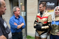 Rüdiger Schäfer, Nils Hirseland mit den Cosplayern Alaska und Thora