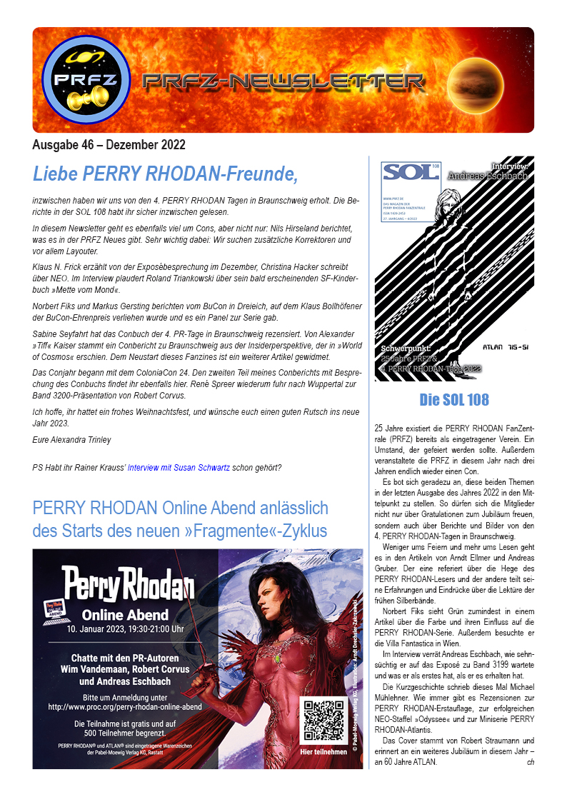 Newsletter 46 der PRFZ, Seite 1